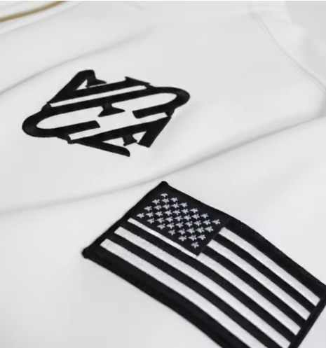 Y2K Retro Epstein Embroidered Quarter Zip Sweatshirt –WHITE