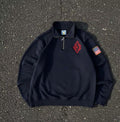 Y2K Retro Epstein Embroidered Quarter Zip Sweatshirt –Navy Blue
